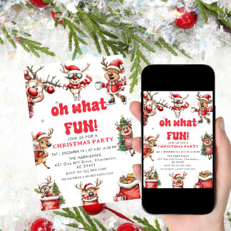 Oh What Fun,Kind Funny Quirky Christmas Reindeer Kaart