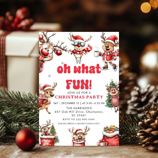 Oh What Fun,Kind Funny Quirky Christmas Reindeer Kaart