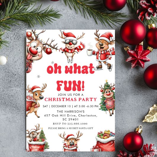 Oh What Fun,Kind Funny Quirky Christmas Reindeer Kaart