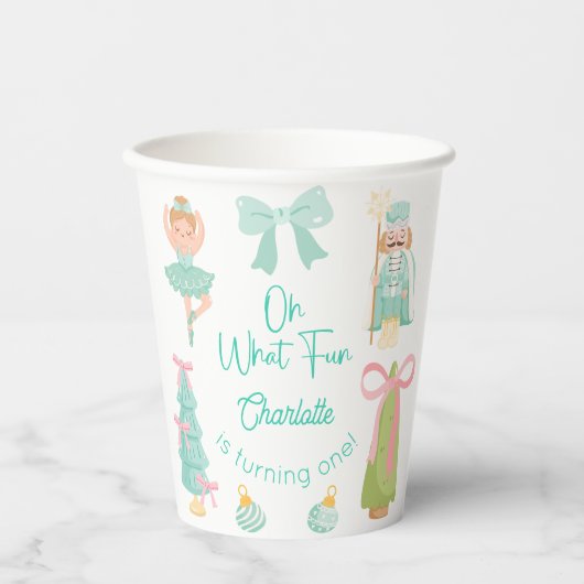 Oh What Fun Mint Nutcracker Birthday Papieren Bekers (Voorkant)