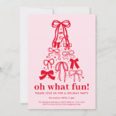 Oh What Fun Modern Pink Red Holiday Party Kaart (Voorkant)