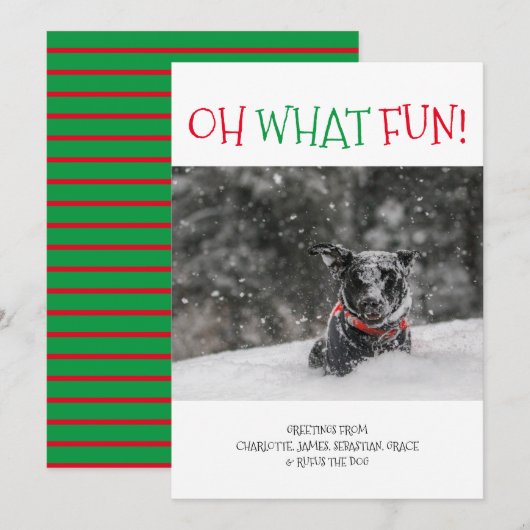 Oh What Fun Persoonlijke Kerstmis Feestdagenkaart (Voorkant / Achterkant)