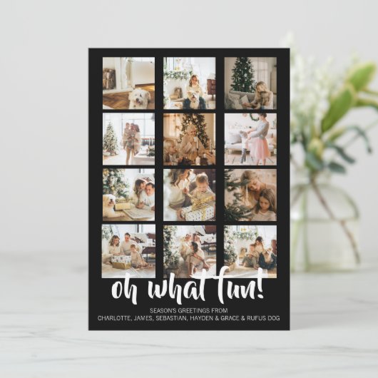 Oh What Fun Photo Kerstmis Aangepast Feestdagenkaart (Staand voorkant)