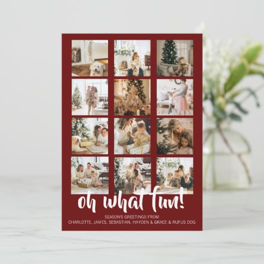 Oh What Fun Photo Kerstmis Aangepast Feestdagenkaart (Staand voorkant)