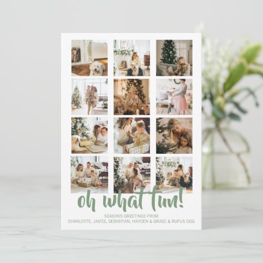 Oh What Fun Photo Kerstmis Aangepast Feestdagenkaart (Staand voorkant)