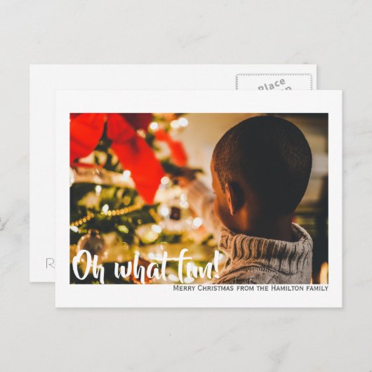 Oh What Fun Photo Merry Kerstmis Aangepast Briefkaart (Voorkant / Achterkant)