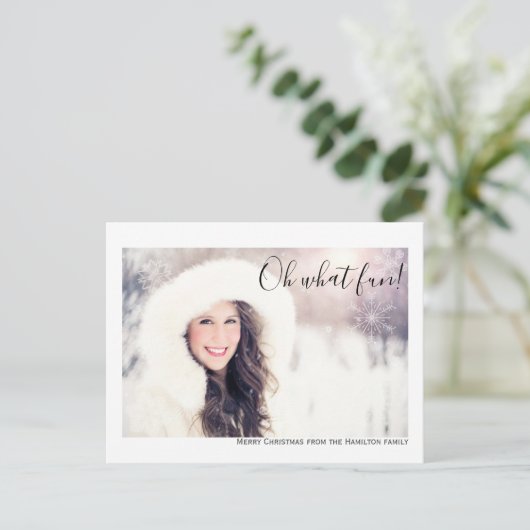Oh What Fun Photo Merry Kerstmis Aangepast Briefkaart (Staand voorkant)