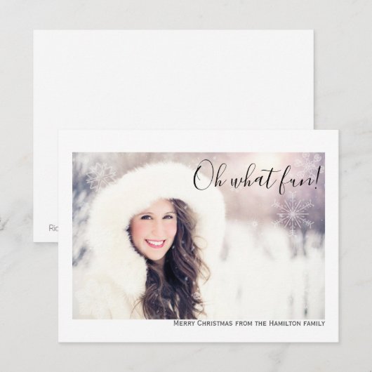 Oh What Fun Photo Merry Kerstmis Aangepast Briefkaart (Voorkant / Achterkant)