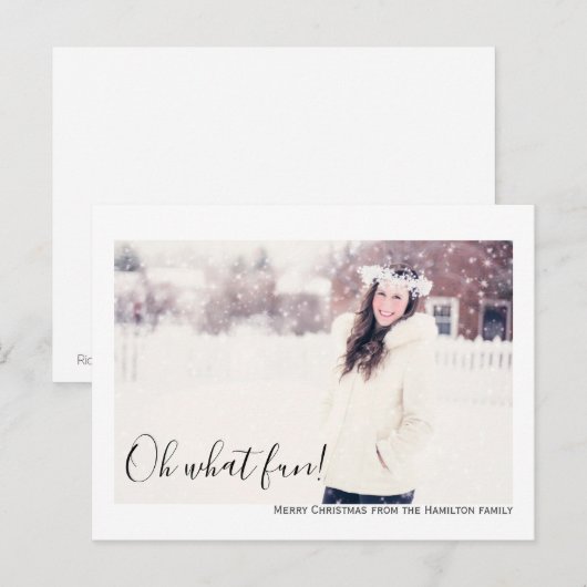 Oh What Fun Photo Merry Kerstmis Aangepast Briefkaart (Voorkant / Achterkant)