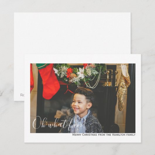 Oh What Fun Photo Merry Kerstmis Aangepast Briefkaart (Voorkant / Achterkant)