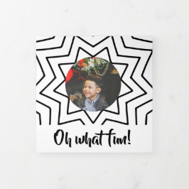 Oh What Fun Photo Personated Kerstmis Drieluik Wenskaart