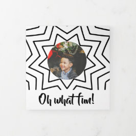 Oh What Fun Photo Personated Kerstmis Drieluik Wenskaart