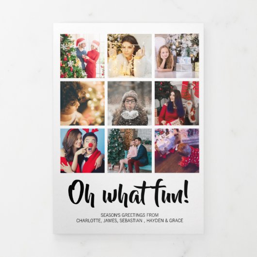 Oh What Fun Photo Personated Kerstmis Drieluik Wenskaart (Cover)