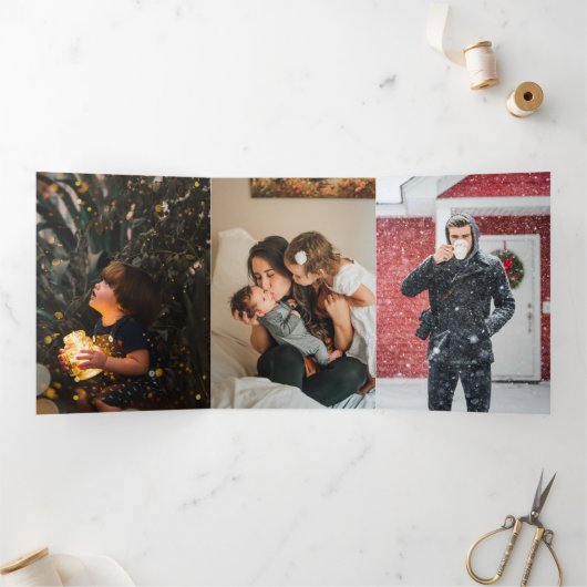 Oh What Fun Photo Personated Kerstmis Drieluik Wenskaart (Binnen)