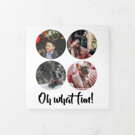 Oh What Fun Photo Personated Kerstmis Drieluik Wenskaart
