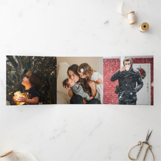 Oh What Fun Photo Personated Kerstmis Drieluik Wenskaart (Binnen)