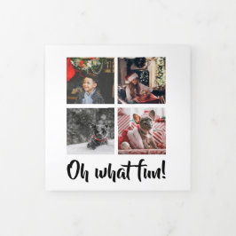 Oh What Fun Photo Personated Kerstmis Drieluik Wenskaart