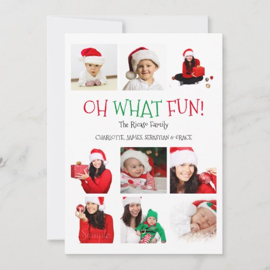Oh What Fun Photo Template Kerstmis Feestdagenkaart (Voorkant)