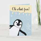 Oh What Fun | Pinguïn | Kerstfeest voor het gezin  Kaart (Voorkant)
