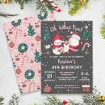 Oh What Fun Pink Black Kerstfeest Party Kaart<br><div class="desc">Oh,  wat een roze zwarte kerstfeest op feestdag</div>