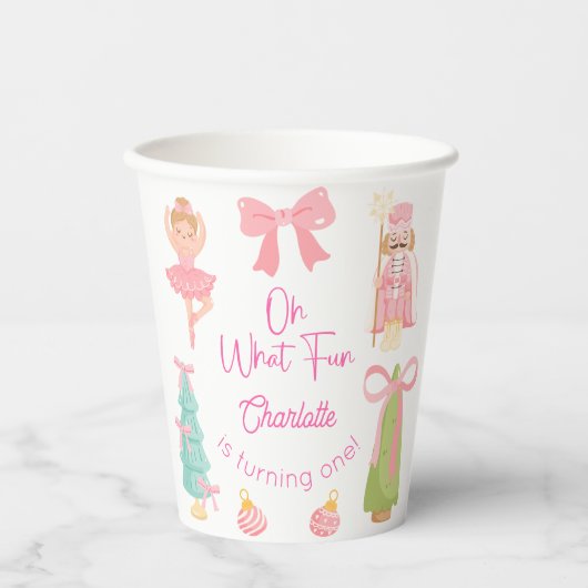 Oh What Fun Pink Nutcracker Birthday Papieren Bekers (Voorkant)