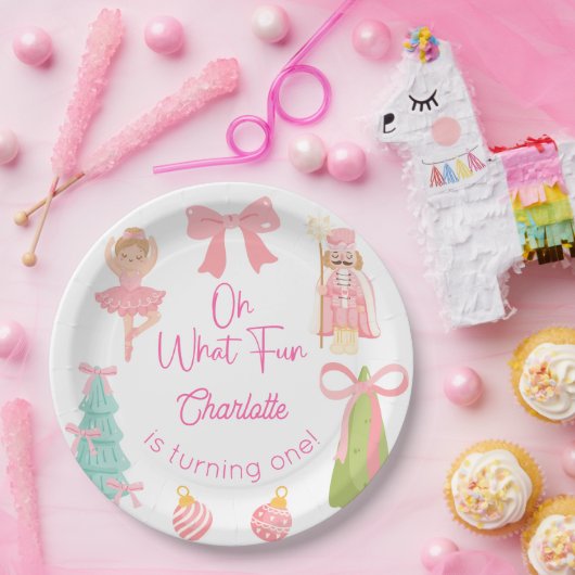 Oh What Fun Pink Nutcracker Birthday Papieren Bordje (Feest)
