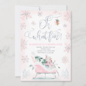 Oh What Fun Pink & Silver Winter Sleigh Birthday Kaart (Voorkant)