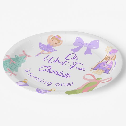 Oh What Fun Purple Nutcracker Birthday Papieren Bordje (Gekanteld)