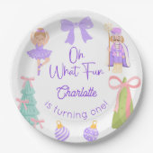 Oh What Fun Purple Nutcracker Birthday Papieren Bordje (Voorkant)