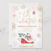 Oh What Fun Red & Gold Winter Sleigh Birthday Kaart (Voorkant)