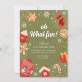 Oh What Fun Red& Green Christmas Holiday Birthday Kaart (Voorkant)