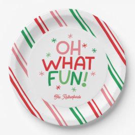 Oh What Fun Red Green Pink Christmas Paper Plate Papieren Bordje