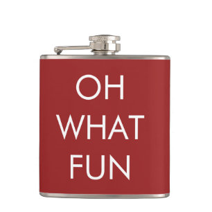 OH What Fun Red Kerstmis Flask Heupfles