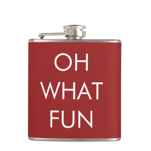 OH What Fun Red Kerstmis Flask Heupfles (Voorkant)