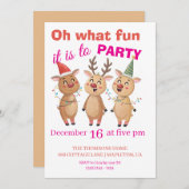Oh what fun reindeers holidays party  kaart (Voorkant / Achterkant)