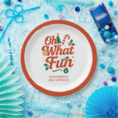 Oh What Fun Retro Christmas Birthday  Papieren Bordje (Feest)