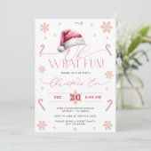 Oh What Fun Santa Hat Holiday Christmas Eve Party  Kaart (Staand voorkant)