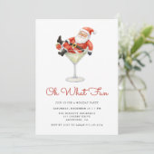 Oh What Fun Santa Modern Christmas Party Kaart (Staand voorkant)