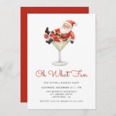 Oh What Fun Santa Modern Christmas Party Kaart (Voorkant / Achterkant)