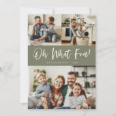 Oh What Fun Script Christmas Photo Sage Green Feestdagenkaart (Voorkant)