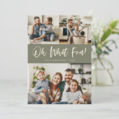 Oh What Fun Script Christmas Photo Sage Green Feestdagenkaart (Staand voorkant)