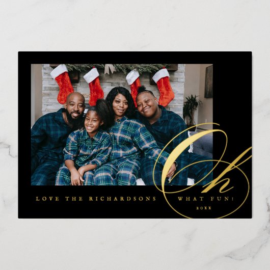 Oh What Fun Script Folie Feestdagenkaart (Voorkant)