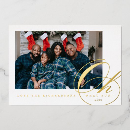 Oh What Fun Script Holiday Photo Folie Kaart (Voorkant)