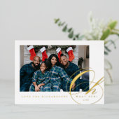 Oh What Fun Script Holiday Photo Folie Kaart (Staand Voorkant)