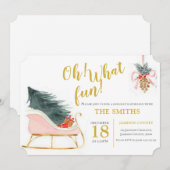 Oh What Fun Slaaigh Kerstparty Kaart (Voorkant / Achterkant)