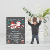 Oh What Fun Snow Kerstfeestdag Foto Kaart (Staand voorkant)