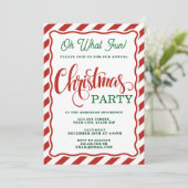Oh What Fun Striped Whimsical Christmas Party Kaart (Staand voorkant)