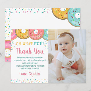 Oh What Fun Sweet Donuts Birthday Party Bedankkaart