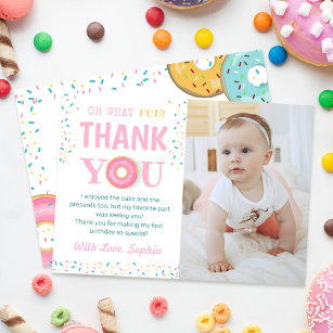 Oh What Fun Sweet Donuts Birthday Party Foto Bedankkaart