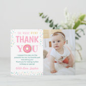 Oh What Fun Sweet Donuts Birthday Party Foto Bedankkaart (Staand voorkant)